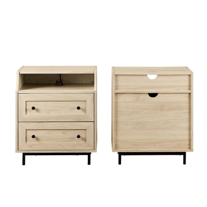Table de chevet Middlebrook Modern 2 tiroirs avec port USB, lot de 2
