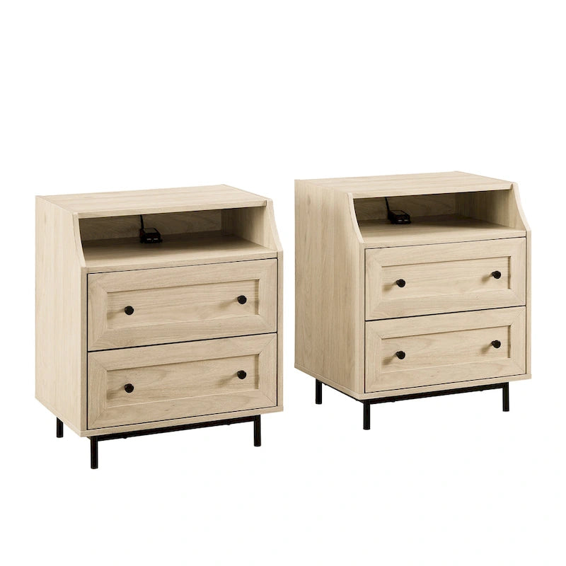 Table de chevet Middlebrook Modern 2 tiroirs avec port USB, lot de 2