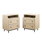 Table de chevet Middlebrook Modern 2 tiroirs avec port USB, lot de 2