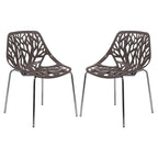 Chaise de salle à manger empilable Asbury avec pieds chromés (lot de 2) Chaise d'appoint moderne avec dossier découpé