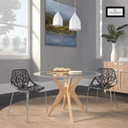 Asbury Stackable Dining Chair with Chrome Legs (Set of 2) Modern Cut-Out Design Backrest Side Chair