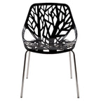 Chaise de salle à manger empilable Asbury avec pieds chromés (lot de 2) Chaise d'appoint moderne avec dossier découpé