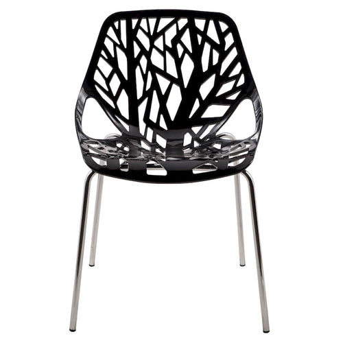 Chaise de salle à manger empilable Asbury avec pieds chromés (lot de 2) Chaise d'appoint moderne avec dossier découpé