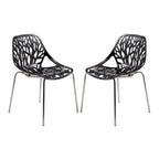 Chaise de salle à manger empilable Asbury avec pieds chromés (lot de 2) Chaise d'appoint moderne avec dossier découpé