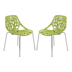 Chaise de salle à manger empilable Asbury avec pieds chromés (lot de 2) Chaise d'appoint moderne avec dossier découpé
