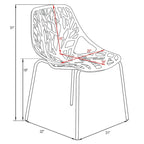Chaise de salle à manger empilable Asbury avec pieds chromés (lot de 2) Chaise d'appoint moderne avec dossier découpé