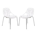 Chaise de salle à manger empilable Asbury avec pieds chromés (lot de 2) Chaise d'appoint moderne avec dossier découpé