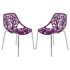 Chaise de salle à manger empilable Asbury avec pieds chromés (lot de 2) Chaise d'appoint moderne avec dossier découpé
