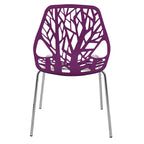 Chaise de salle à manger empilable Asbury avec pieds chromés (lot de 2) Chaise d'appoint moderne avec dossier découpé