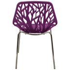 Chaise de salle à manger empilable Asbury avec pieds chromés (lot de 2) Chaise d'appoint moderne avec dossier découpé