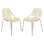 Chaise de salle à manger empilable Asbury avec pieds chromés (lot de 2) Chaise d'appoint moderne avec dossier découpé