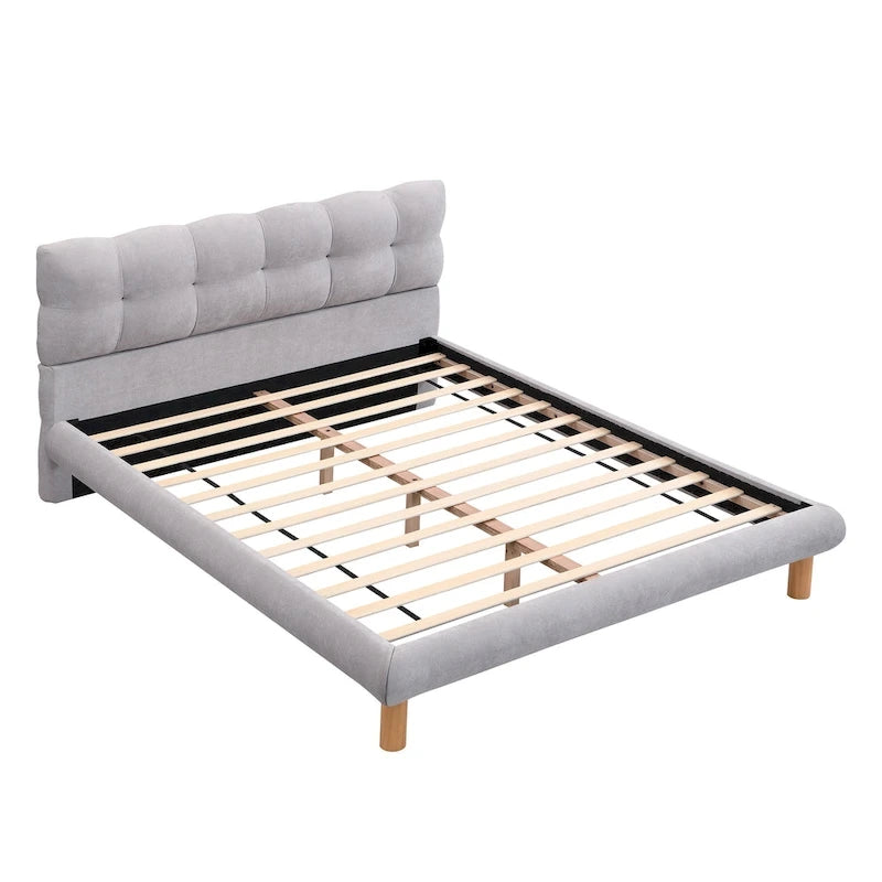 Lit plateforme rembourré en bouclette, taille grand lit/très grand lit