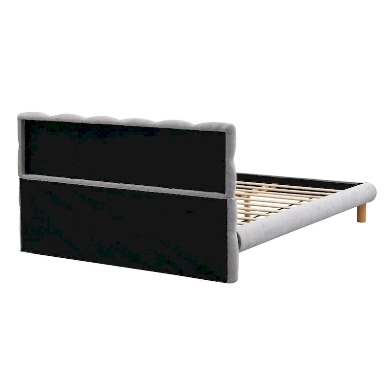 Lit plateforme rembourré en bouclette, taille grand lit/très grand lit