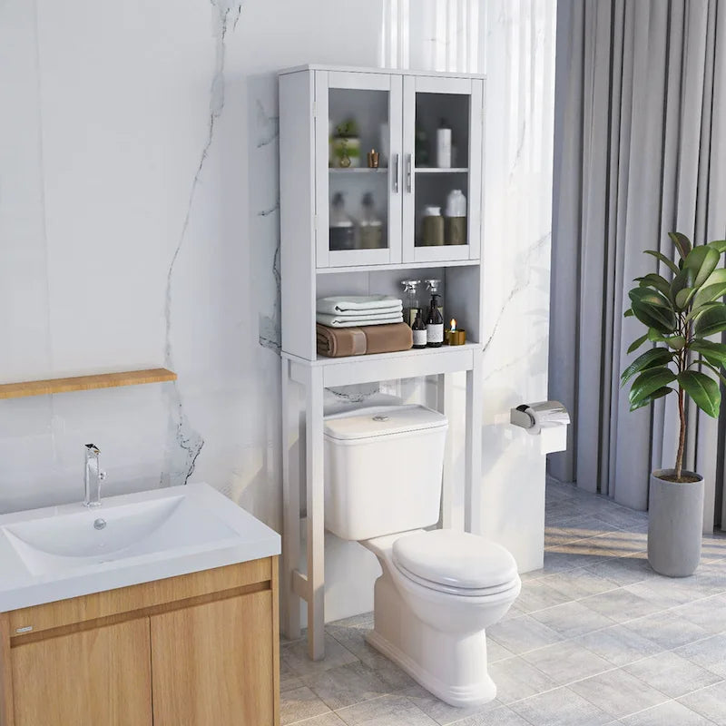 Meuble de Rangement WC, Étagère de Rangement WC Gain de Place en Bois
