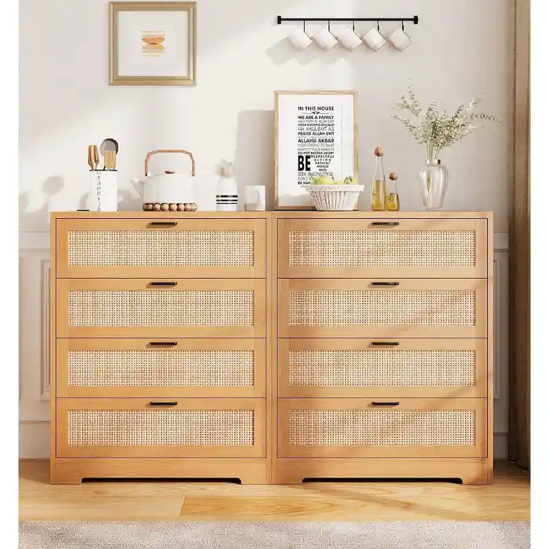 Commode de chambre en rotin à 4 tiroirs