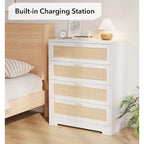 Commode de chambre en rotin à 4 tiroirs