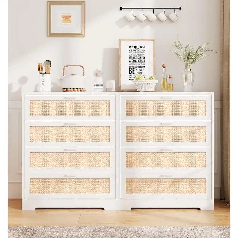 Commode de chambre en rotin à 4 tiroirs