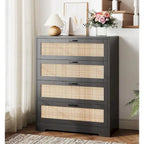 Commode de chambre en rotin à 4 tiroirs