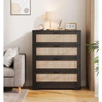 Commode de chambre en rotin à 4 tiroirs