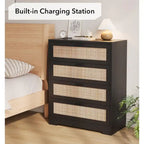 Commode de chambre en rotin à 4 tiroirs
