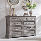 Commode de chambre 9 tiroirs en bois, style ferme