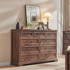Commode de chambre 9 tiroirs en bois, style ferme