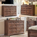 Commode de chambre 9 tiroirs en bois, style ferme
