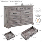 Commode de chambre 9 tiroirs en bois, style ferme