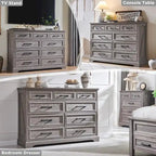 Commode de chambre 9 tiroirs en bois, style ferme