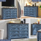 Commode de chambre 9 tiroirs en bois, style ferme