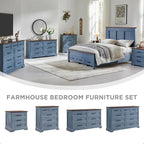 Commode de chambre 9 tiroirs en bois, style ferme