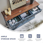 Commode de chambre 9 tiroirs en bois, style ferme