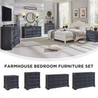 Commode de chambre 9 tiroirs en bois, style ferme