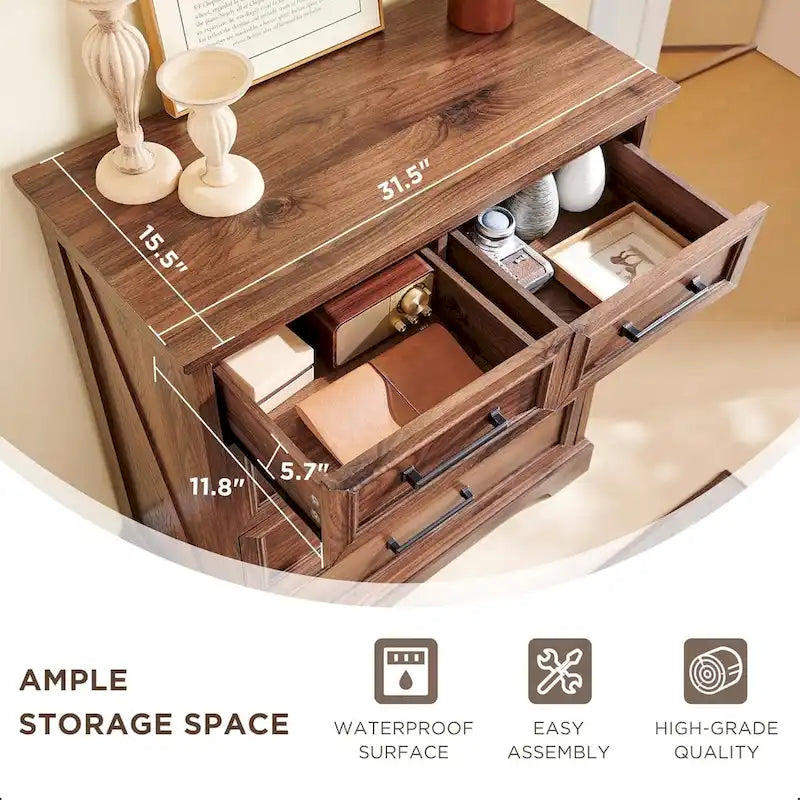 Commode de chambre à 5 tiroirs de style ferme, commode moderne