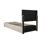 Cadre de lit plateforme rembourré double/très grand avec système de rangement hydraulique, lit de rangement relevable avec tête de lit et support à lattes