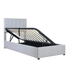 Cadre de lit plateforme rembourré double/très grand avec système de rangement hydraulique, lit de rangement relevable avec tête de lit et support à lattes