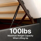 Lit de rangement relevable Grand lit/Très grand lit avec rangement, cadre de lit plateforme rembourré avec tête de lit capitonnée moderne