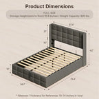 Lit de rangement relevable Grand lit/Très grand lit avec rangement, cadre de lit plateforme rembourré avec tête de lit capitonnée moderne
