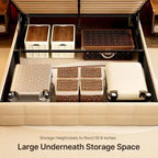 Lit de rangement relevable Grand lit/Très grand lit avec rangement, cadre de lit plateforme rembourré avec tête de lit capitonnée moderne