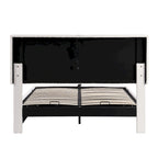 Cadre de lit plateforme relevable avec rangement, lit bas rembourré en cuir PU avec lumières LED télécommandées, prises et ports USB