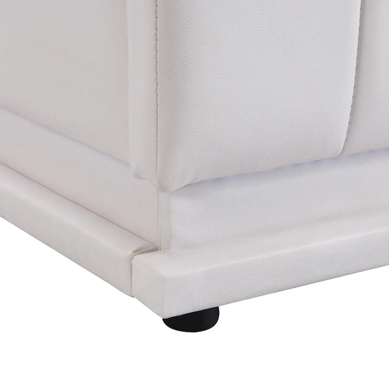 Cadre de lit plateforme relevable avec rangement, lit bas rembourré en cuir PU avec lumières LED télécommandées, prises et ports USB