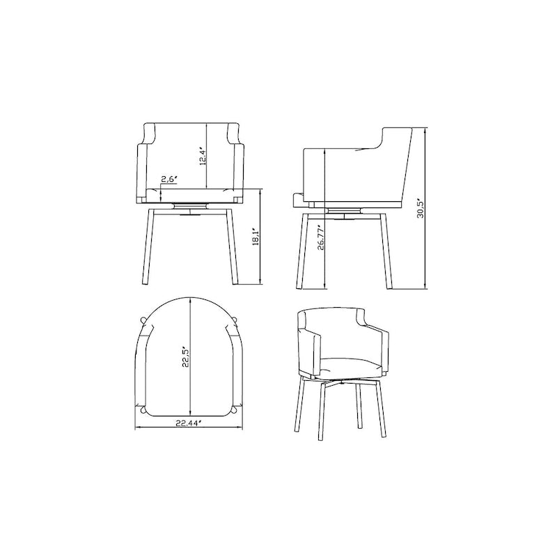 Fauteuil Club Moderne Somette avec Pivot à Mémoire, Lot de 2