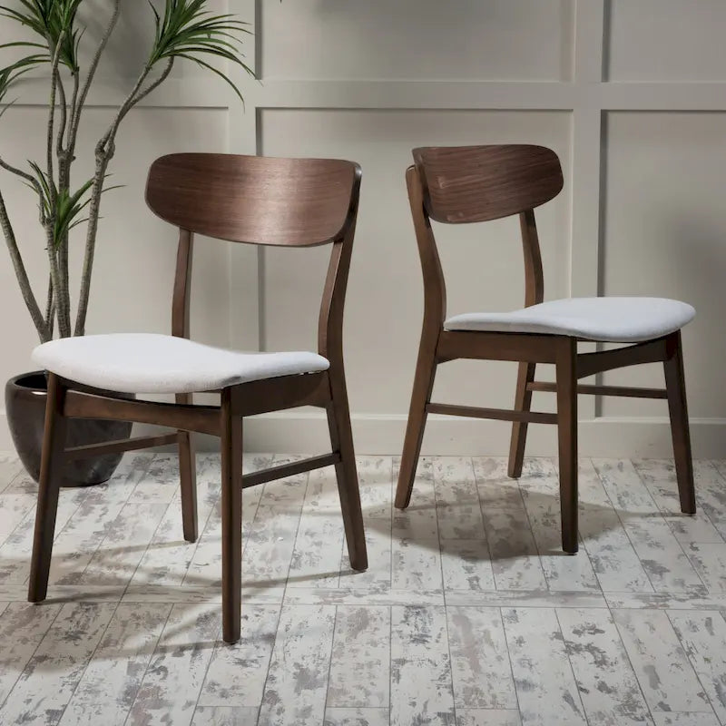 Chaises de salle à manger en bois avec revêtement en tissu