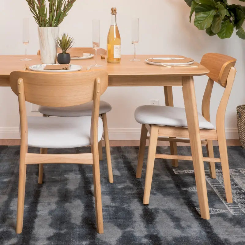 Chaises de salle à manger en bois avec revêtement en tissu