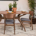 Chaises de salle à manger en bois avec revêtement en tissu
