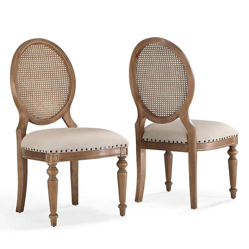 Chaises de salle à manger Elements en chêne avec dossier en rotin (Lot de 2)