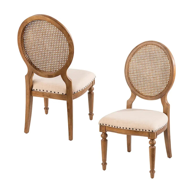 Chaises de salle à manger Elements en chêne avec dossier en rotin (Lot de 2)
