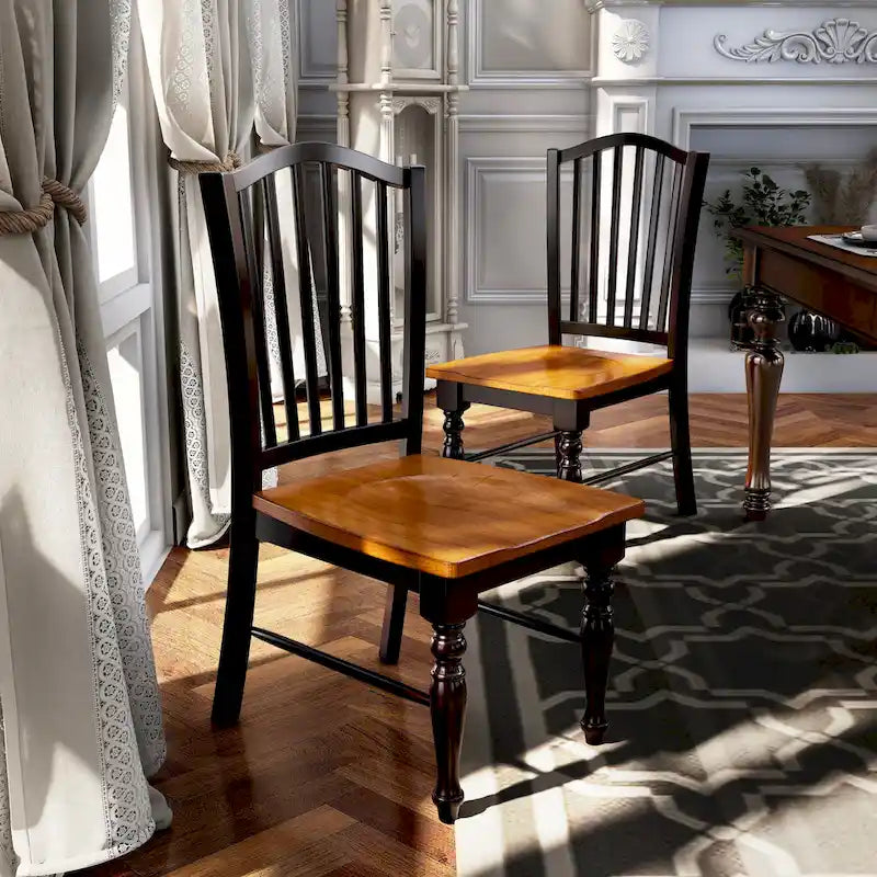 Chaises de salle à manger en bois à lattes noires Levole Farmhouse (lot de 2) par