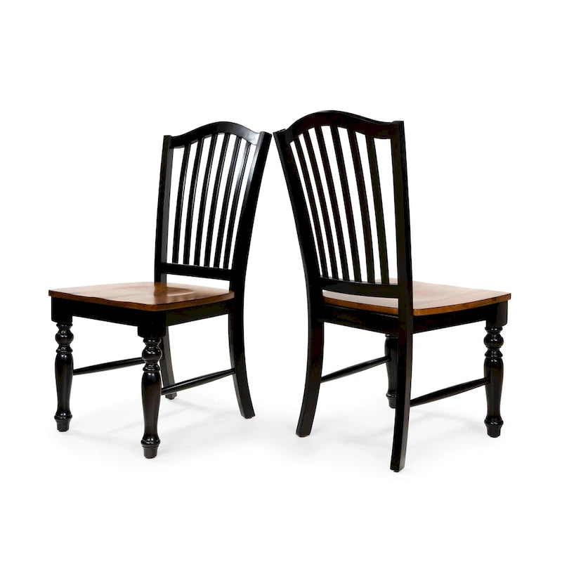 Chaises de salle à manger en bois à lattes noires Levole Farmhouse (lot de 2) par