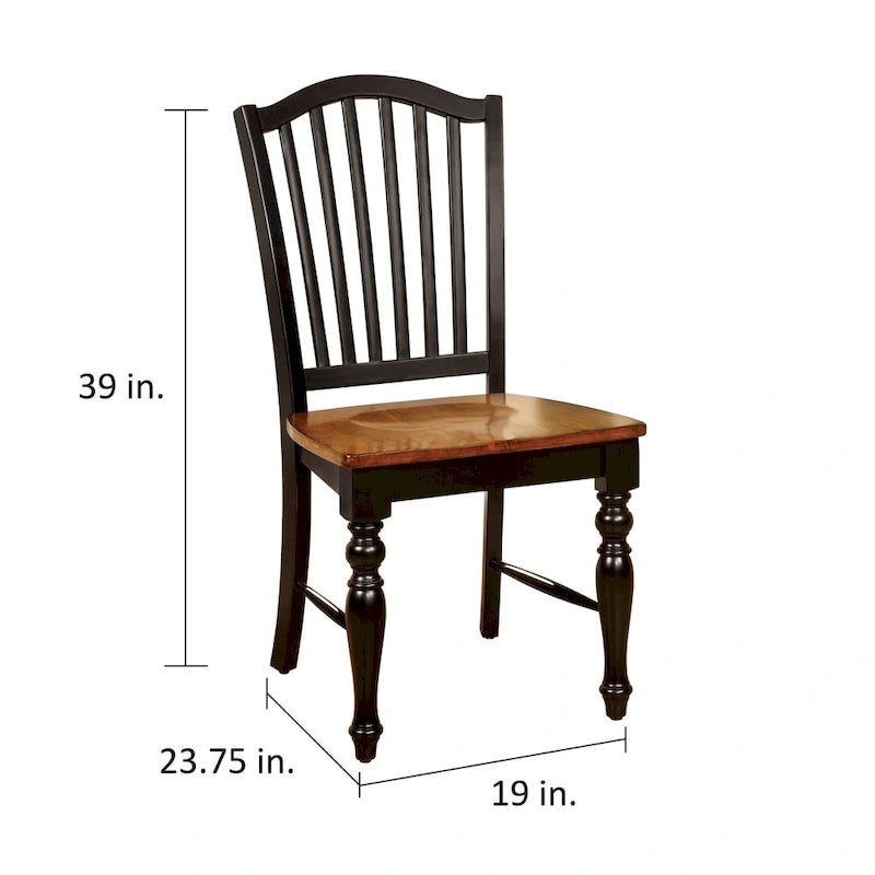 Chaises de salle à manger en bois à lattes noires Levole Farmhouse (lot de 2) par